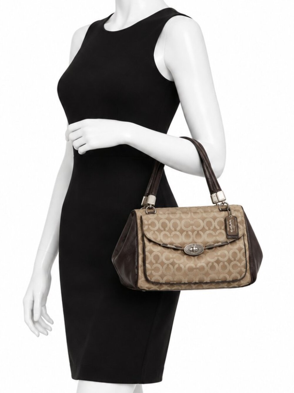 Coach Signature C Jacquard Leather Satchel Shoulder Bag